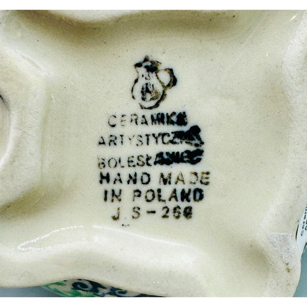 Ceramika Artystyczna Cow Creamer Red Flower Floral Polish Pottery